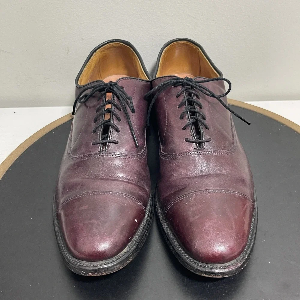 Allen Edmonds Park Avenue Men 9 AA Oxford Cap Toe Merlot Burgundy Quiet Luxury